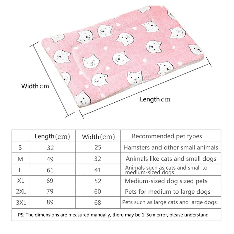 Ultra-Soft Flannel Pet Sleeping Mat – Cozy, Breathable & Warm for Cats and Small Dogs