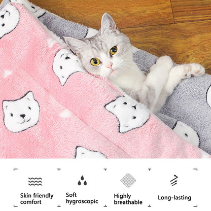 Ultra-Soft Flannel Pet Sleeping Mat – Cozy, Breathable & Warm for Cats and Small Dogs