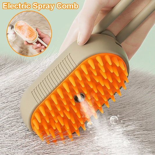 3-in-1 Electric Pet Steam Brush – Grooming, Massage & Hair Removal